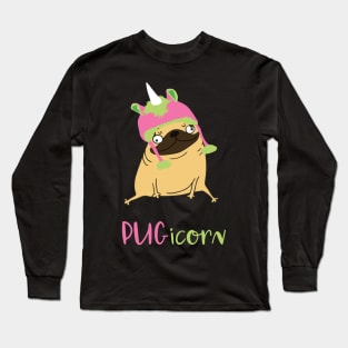 Funny Pugicorn Unicorn Pug Long Sleeve T-Shirt